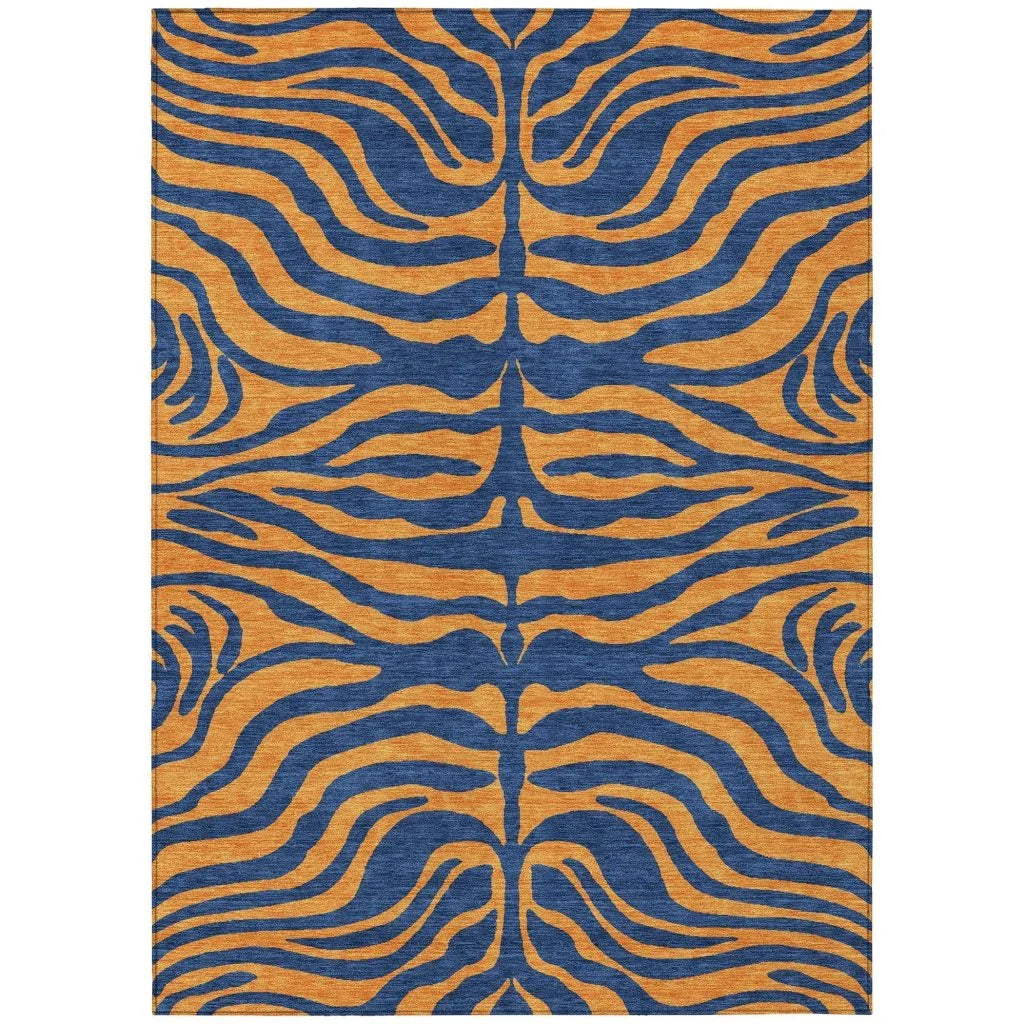 Fernelle Blue Washable Indoor-Outdoor Rug-Outdoor Rugs-LOOMLAN Rugs-2'6" x 3'10"-LOOMLAN
