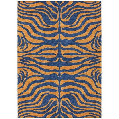 Fernelle Blue Washable Indoor-Outdoor Rug-Outdoor Rugs-LOOMLAN Rugs-2'6" x 3'10"-LOOMLAN