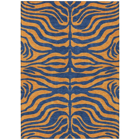 Fernelle Blue Washable Indoor-Outdoor Rug-Outdoor Rugs-LOOMLAN Rugs-2'6" x 3'10"-LOOMLAN