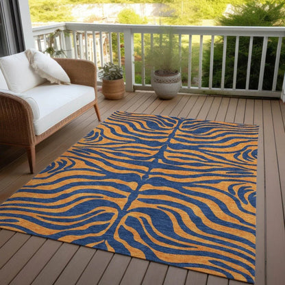 Fernelle Blue Washable Indoor-Outdoor Rug-Outdoor Rugs-LOOMLAN Rugs-LOOMLAN