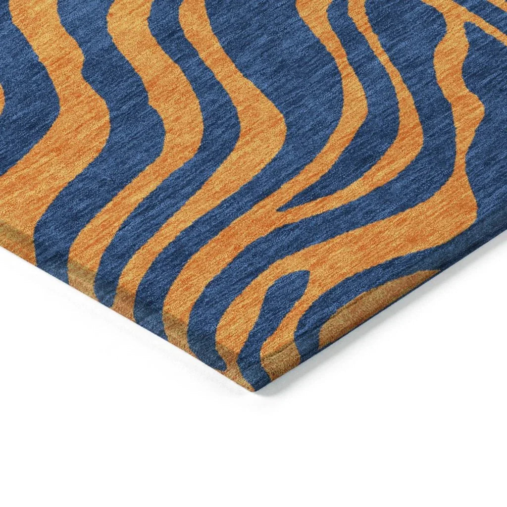 Fernelle Blue Washable Indoor-Outdoor Rug-Outdoor Rugs-LOOMLAN Rugs-LOOMLAN