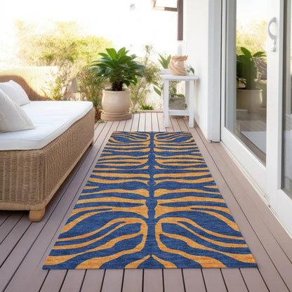 Fernelle Blue Washable Indoor-Outdoor Rug-Outdoor Rugs-LOOMLAN Rugs-LOOMLAN