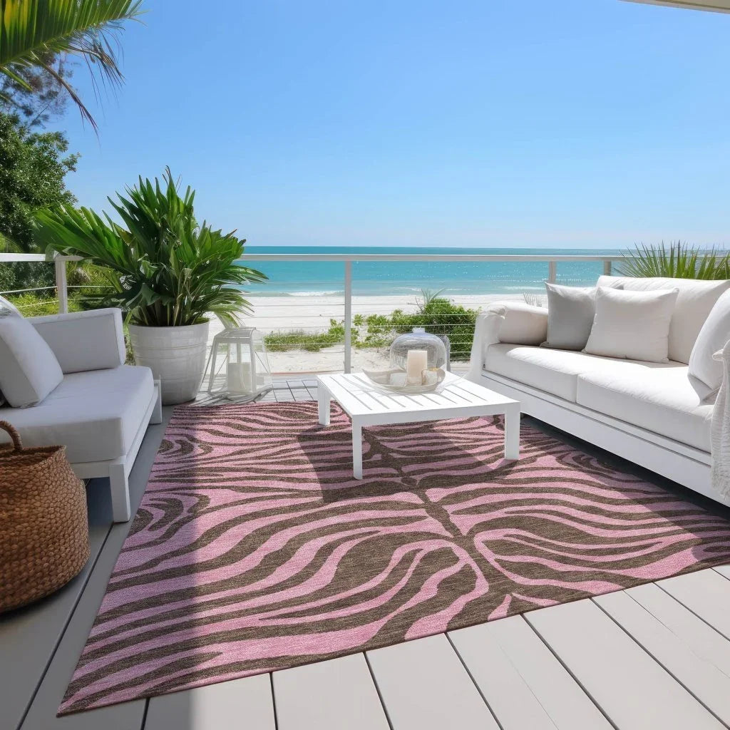 Fernelle Brown Washable Indoor-Outdoor Rug-Outdoor Rugs-LOOMLAN Rugs-LOOMLAN