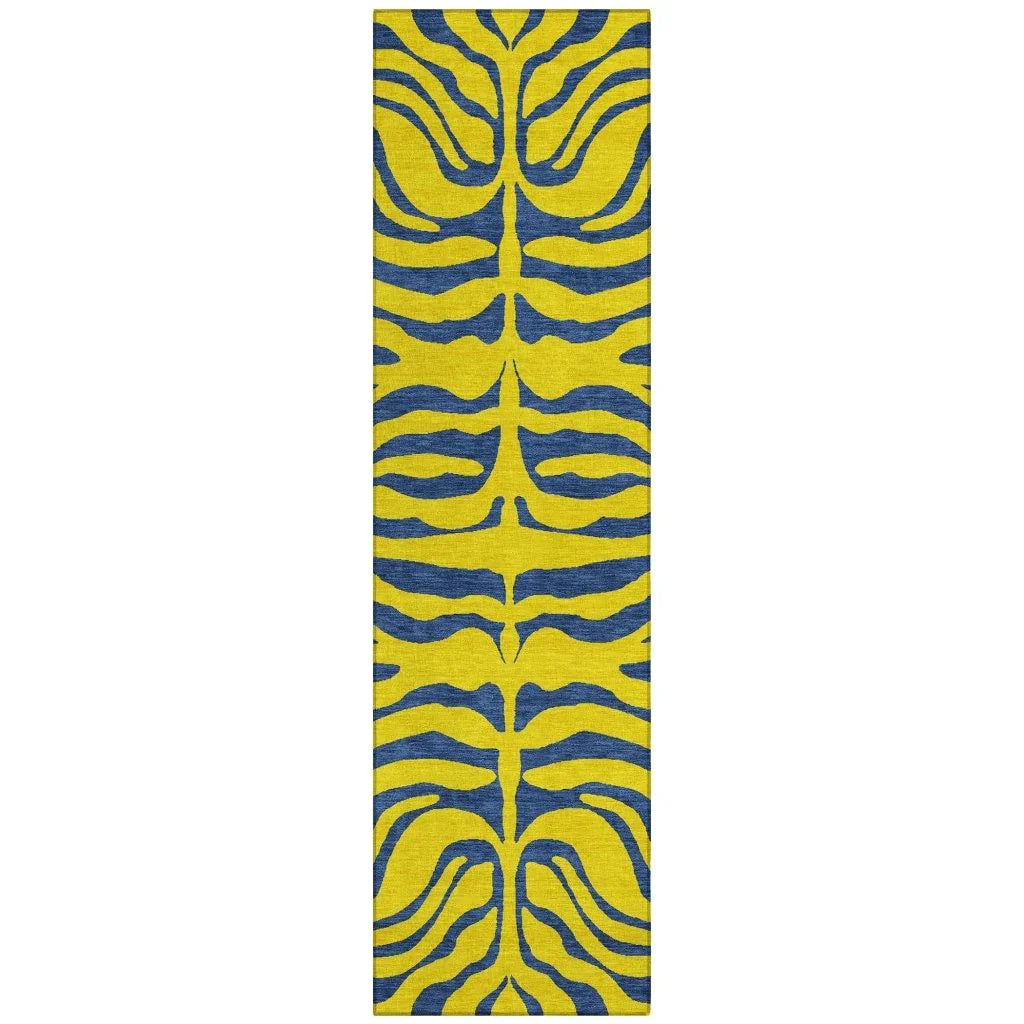 Fernelle Gold Washable Indoor-Outdoor Rug-Outdoor Rugs-LOOMLAN Rugs-2'3" x 7'6"-LOOMLAN