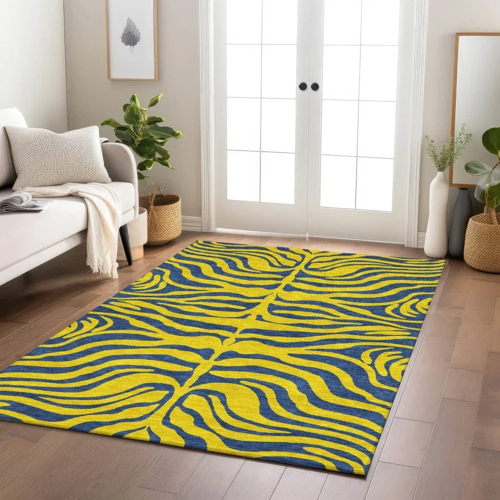 Fernelle Gold Washable Indoor-Outdoor Rug-Outdoor Rugs-LOOMLAN Rugs-LOOMLAN