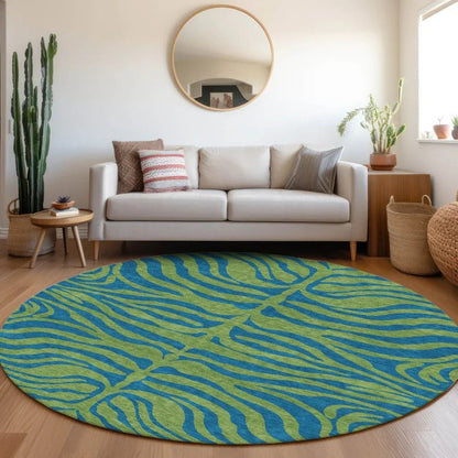 Fernelle Green Washable Indoor-Outdoor Rug-Outdoor Rugs-LOOMLAN Rugs-LOOMLAN