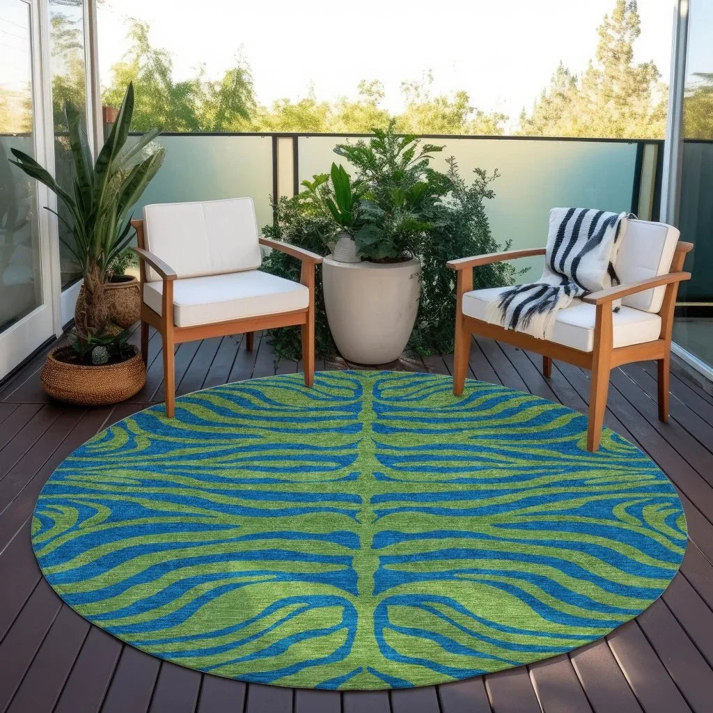 Fernelle Green Washable Indoor-Outdoor Rug-Outdoor Rugs-LOOMLAN Rugs-LOOMLAN