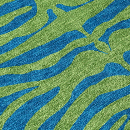 Fernelle Green Washable Indoor-Outdoor Rug-Outdoor Rugs-LOOMLAN Rugs-LOOMLAN