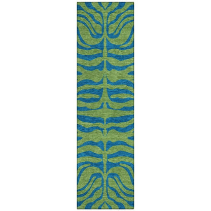 Fernelle Green Washable Indoor-Outdoor Rug-Outdoor Rugs-LOOMLAN Rugs-2'3" x 7'6"-LOOMLAN