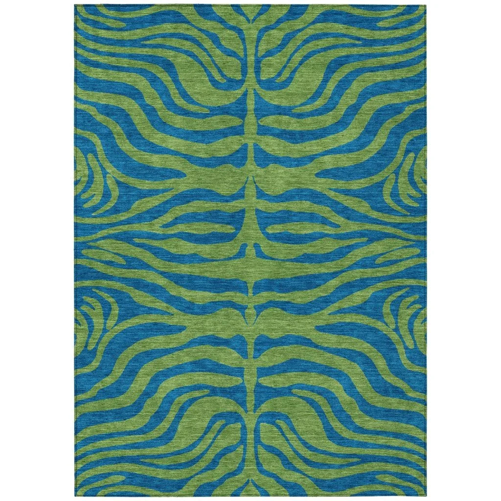 Fernelle Green Washable Indoor-Outdoor Rug-Outdoor Rugs-LOOMLAN Rugs-2'6" x 3'10"-LOOMLAN