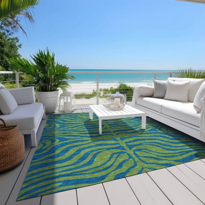 Fernelle Green Washable Indoor-Outdoor Rug-Outdoor Rugs-LOOMLAN Rugs-LOOMLAN