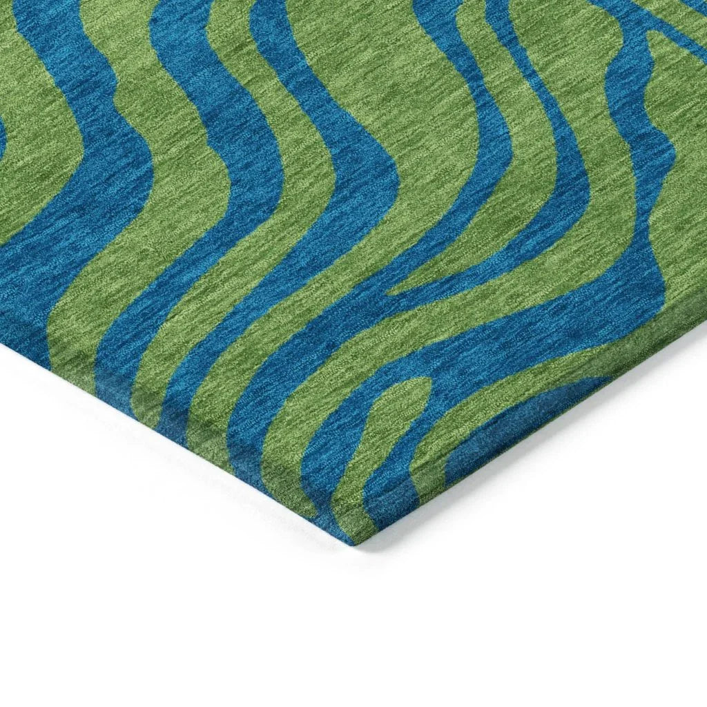 Fernelle Green Washable Indoor-Outdoor Rug-Outdoor Rugs-LOOMLAN Rugs-LOOMLAN