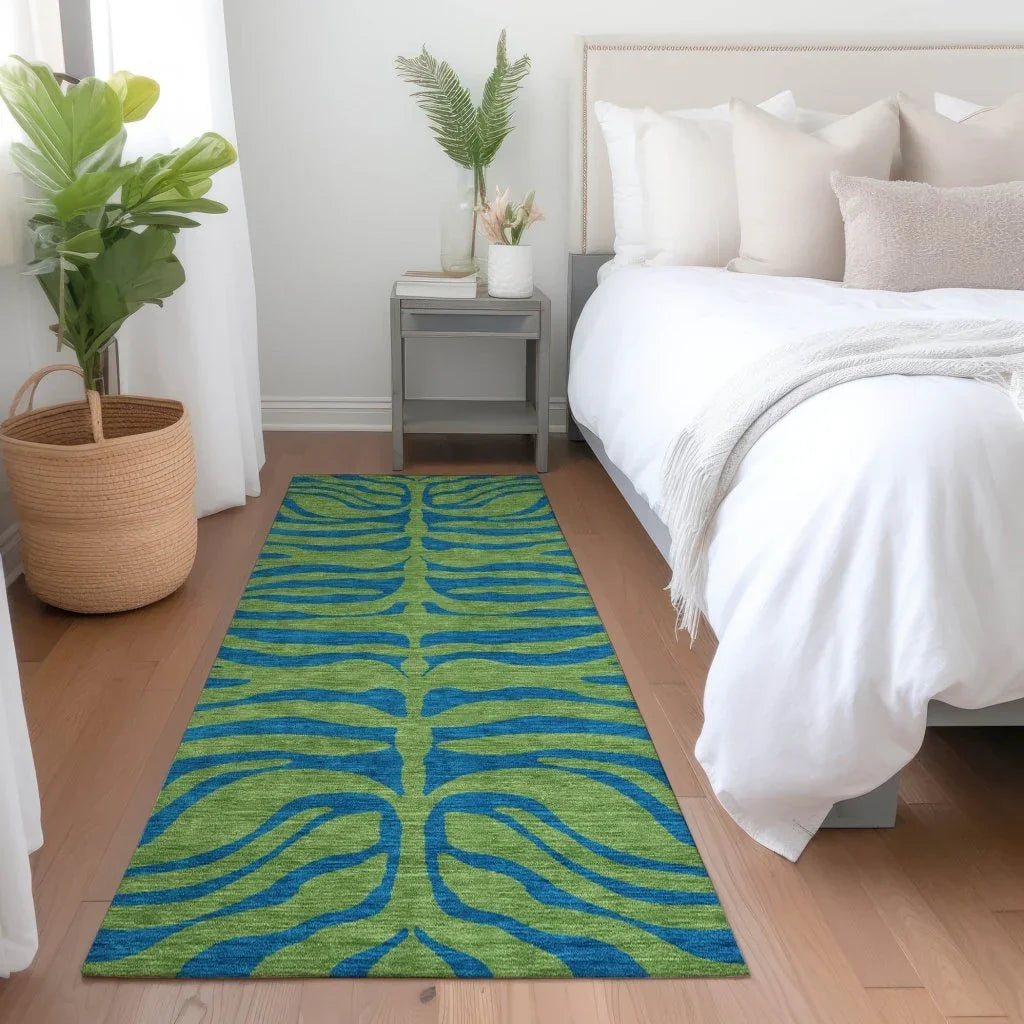 Fernelle Green Washable Indoor-Outdoor Rug-Outdoor Rugs-LOOMLAN Rugs-LOOMLAN