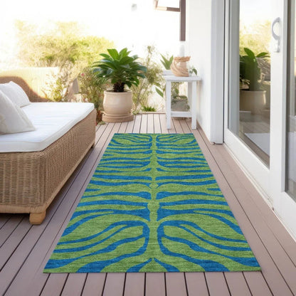 Fernelle Green Washable Indoor-Outdoor Rug-Outdoor Rugs-LOOMLAN Rugs-LOOMLAN
