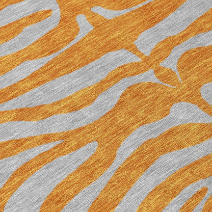 Fernelle Orange Washable Indoor-Outdoor Rug-Outdoor Rugs-LOOMLAN Rugs-LOOMLAN