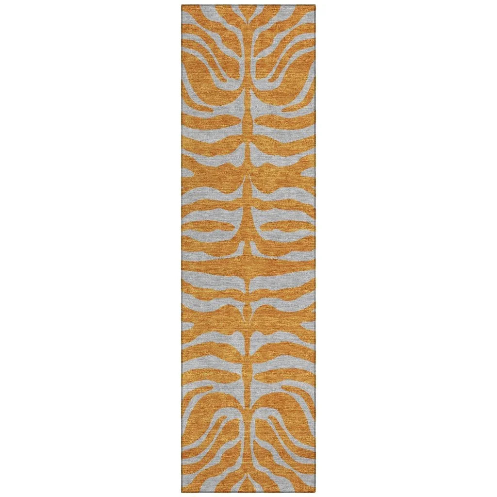 Fernelle Orange Washable Indoor-Outdoor Rug-Outdoor Rugs-LOOMLAN Rugs-2'3" x 7'6"-LOOMLAN