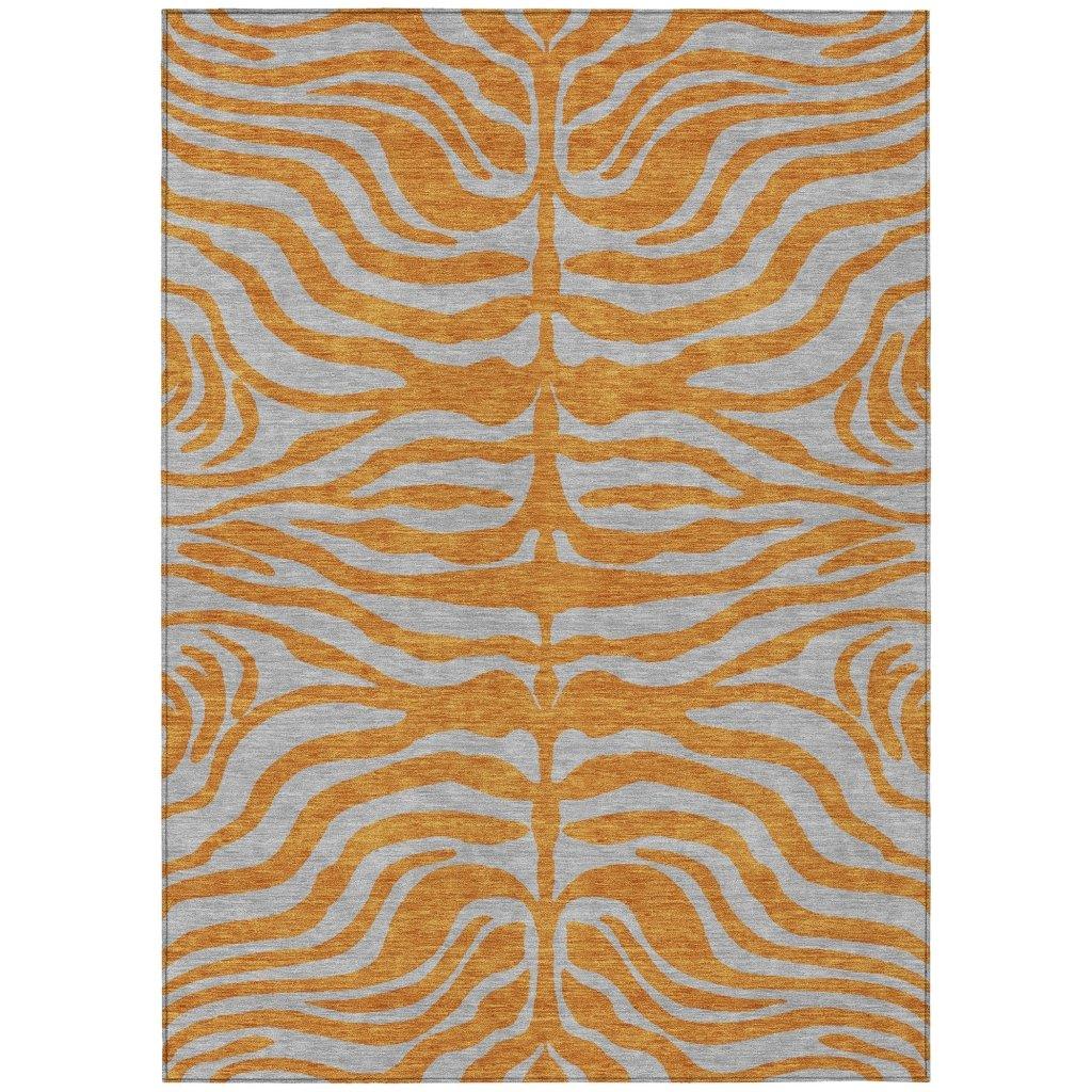 Fernelle Orange Washable Indoor-Outdoor Rug-Outdoor Rugs-LOOMLAN Rugs-2'6" x 3'10"-LOOMLAN