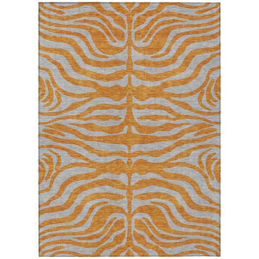 Fernelle Orange Washable Indoor-Outdoor Rug-Outdoor Rugs-LOOMLAN Rugs-2'6" x 3'10"-LOOMLAN