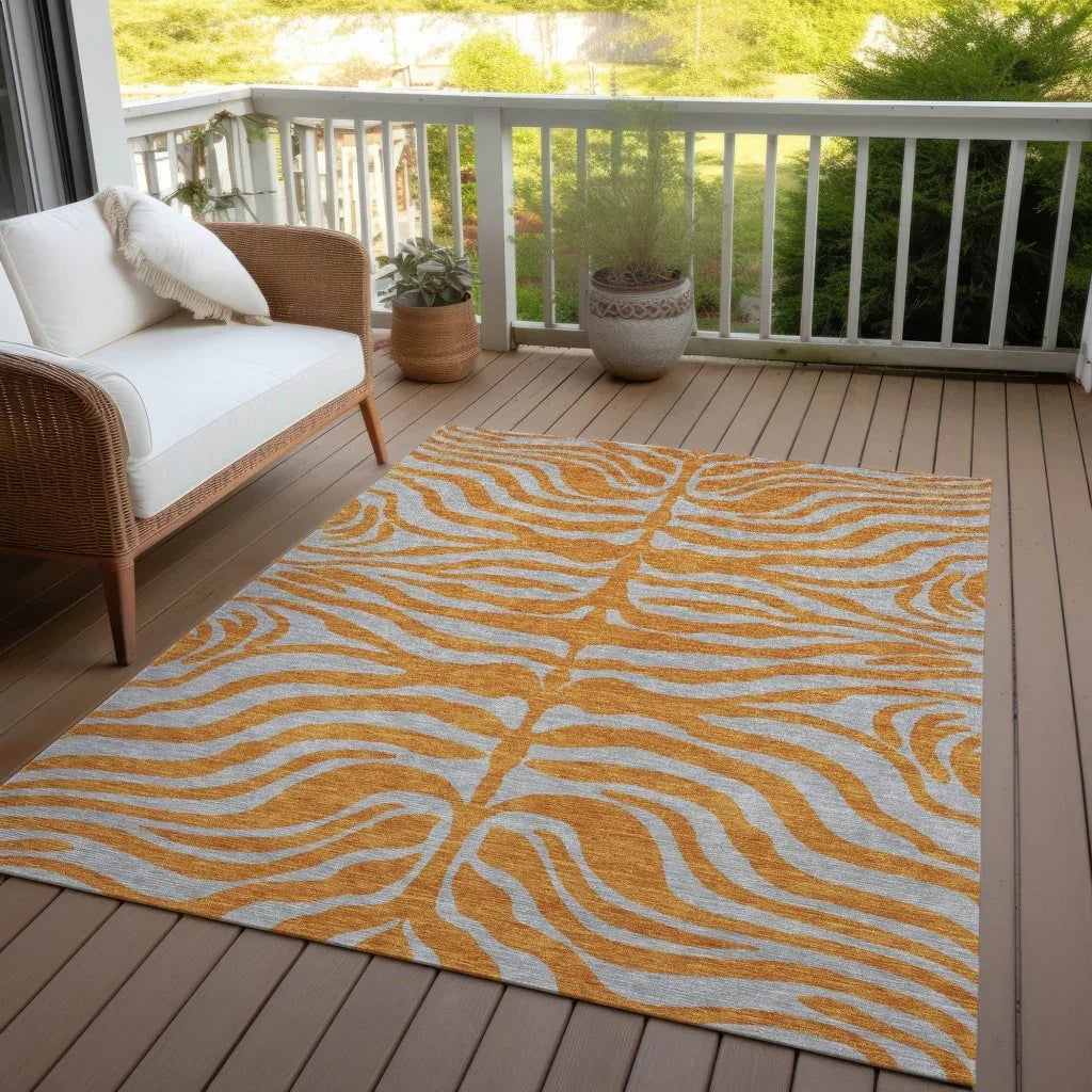 Fernelle Orange Washable Indoor-Outdoor Rug-Outdoor Rugs-LOOMLAN Rugs-LOOMLAN