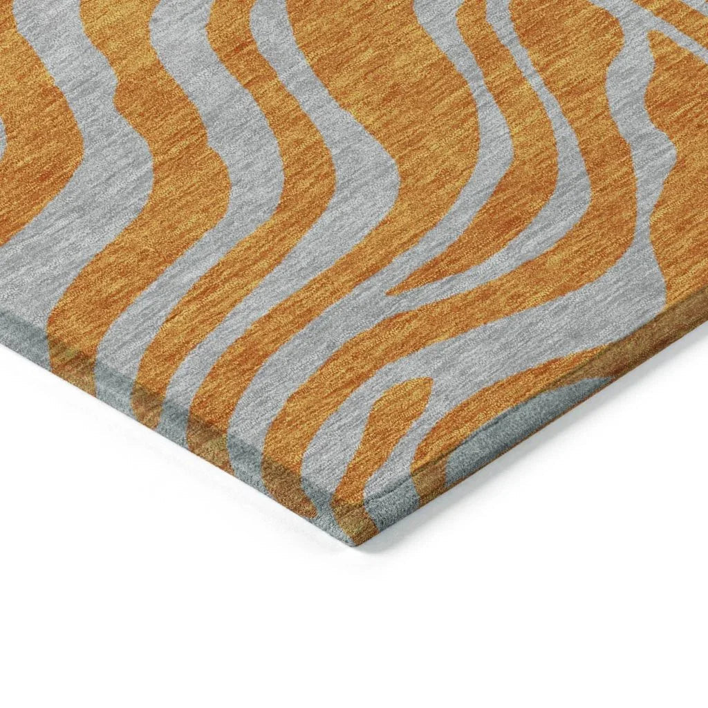 Fernelle Orange Washable Indoor-Outdoor Rug-Outdoor Rugs-LOOMLAN Rugs-LOOMLAN