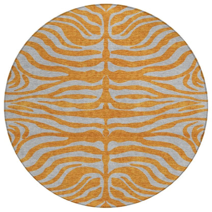 Fernelle Orange Washable Indoor-Outdoor Rug-Outdoor Rugs-LOOMLAN Rugs-8' x 8'-LOOMLAN