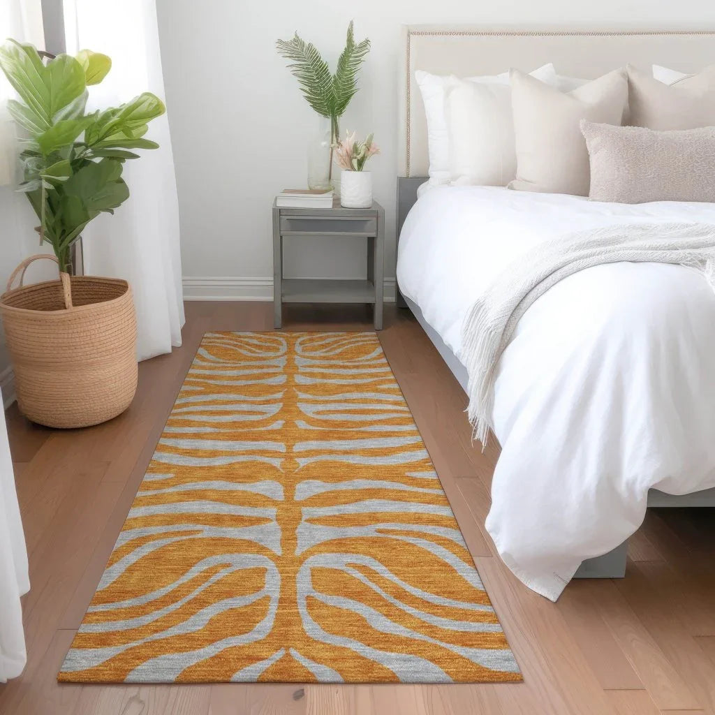 Fernelle Orange Washable Indoor-Outdoor Rug-Outdoor Rugs-LOOMLAN Rugs-LOOMLAN