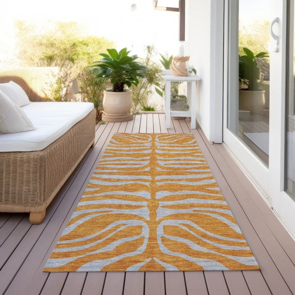 Fernelle Orange Washable Indoor-Outdoor Rug-Outdoor Rugs-LOOMLAN Rugs-LOOMLAN