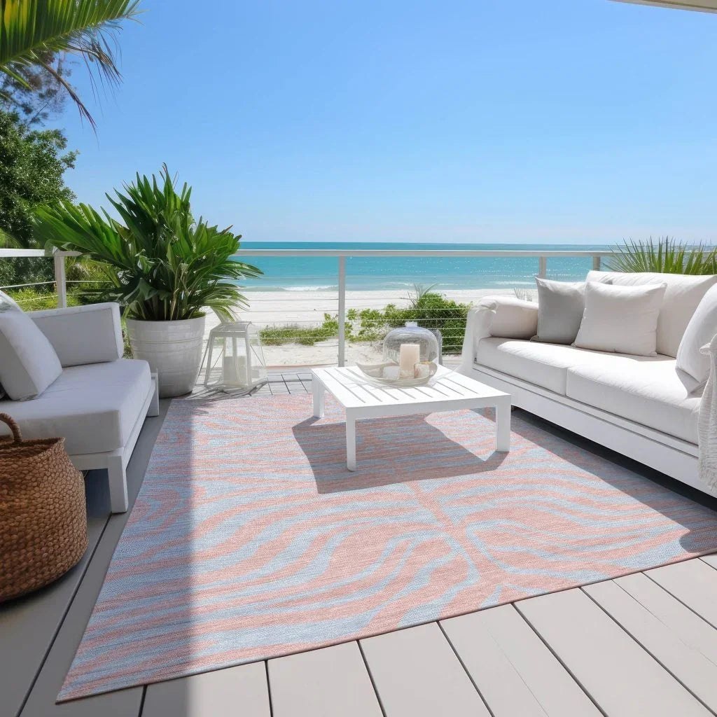 Fernelle Pink Washable Indoor-Outdoor Rug-Outdoor Rugs-LOOMLAN Rugs-LOOMLAN