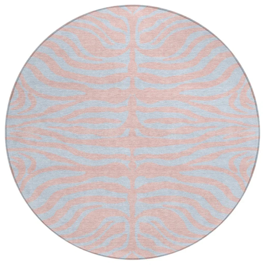 Fernelle Pink Washable Indoor-Outdoor Rug-Outdoor Rugs-LOOMLAN Rugs-8' x 8'-LOOMLAN