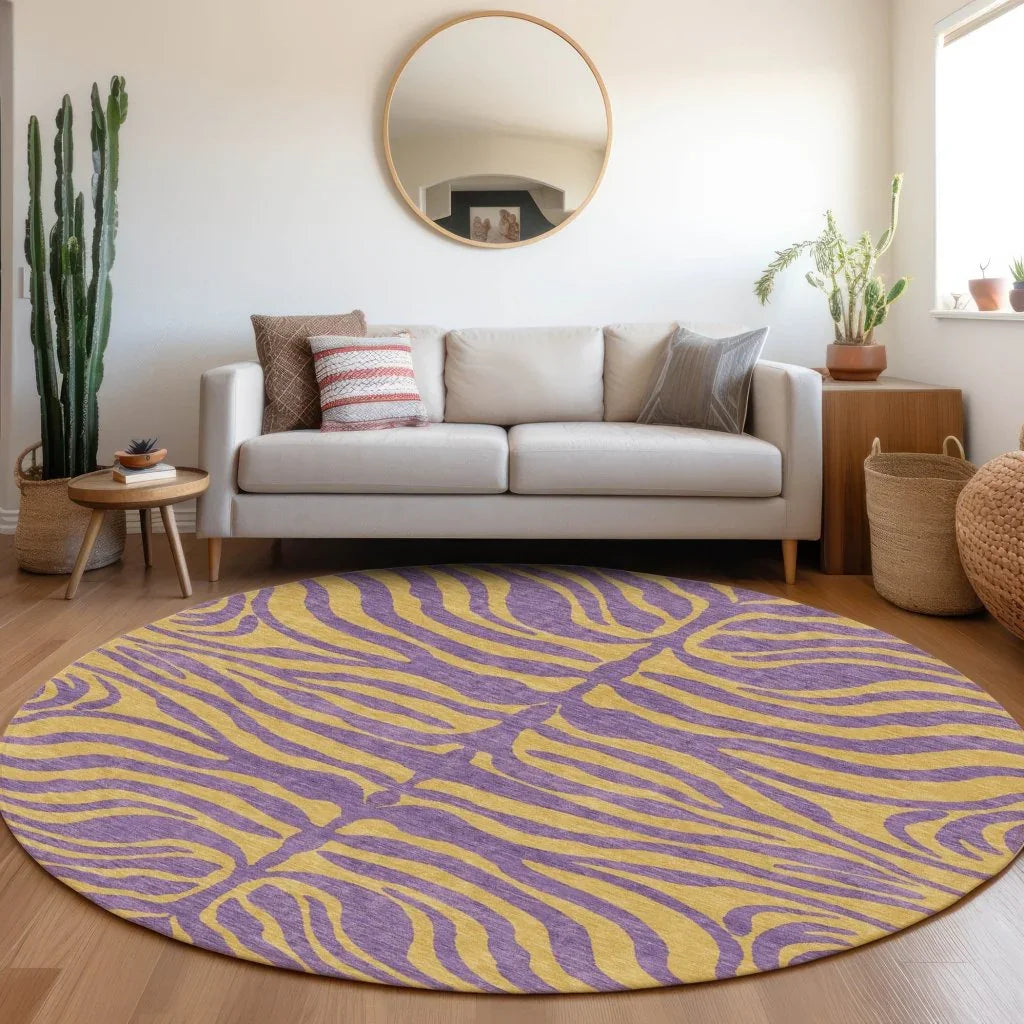 Fernelle Purple Washable Indoor-Outdoor Rug-Outdoor Rugs-LOOMLAN Rugs-LOOMLAN