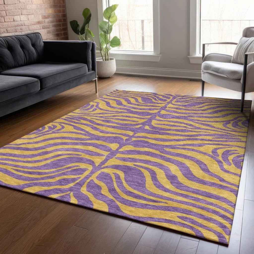 Fernelle Purple Washable Indoor-Outdoor Rug-Outdoor Rugs-LOOMLAN Rugs-LOOMLAN