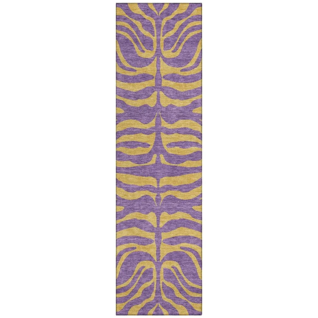 Fernelle Purple Washable Indoor-Outdoor Rug-Outdoor Rugs-LOOMLAN Rugs-2'3" x 7'6"-LOOMLAN