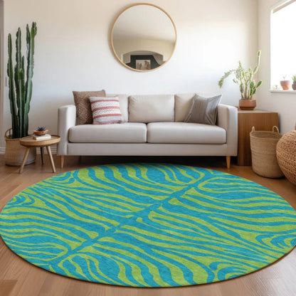 Fernelle Teal Washable Indoor-Outdoor Rug-Outdoor Rugs-LOOMLAN Rugs-LOOMLAN