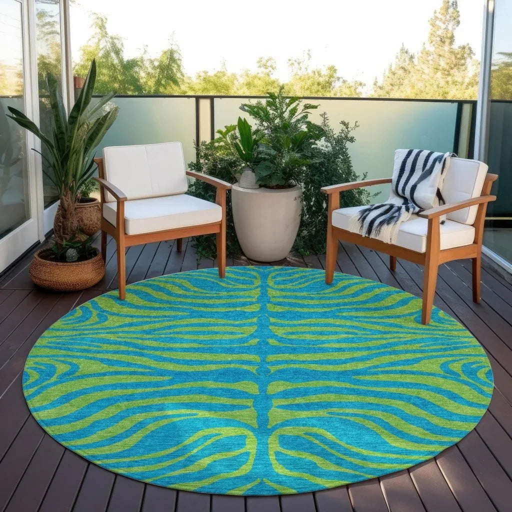 Fernelle Teal Washable Indoor-Outdoor Rug-Outdoor Rugs-LOOMLAN Rugs-LOOMLAN