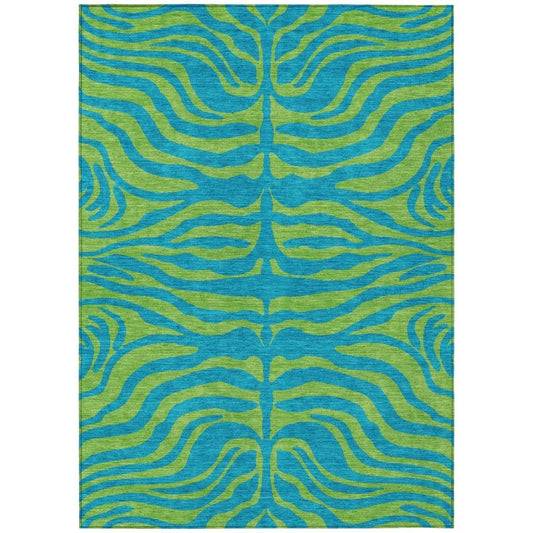 Fernelle Teal Washable Indoor-Outdoor Rug-Outdoor Rugs-LOOMLAN Rugs-2'6" x 3'10"-LOOMLAN