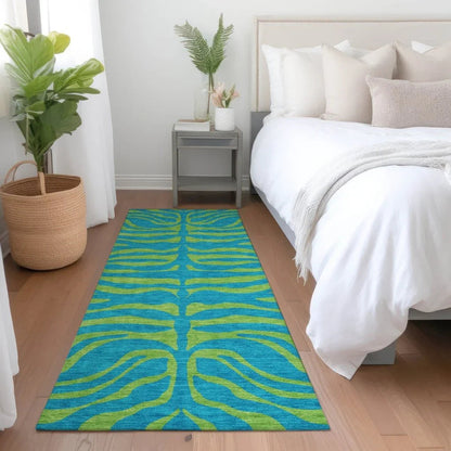 Fernelle Teal Washable Indoor-Outdoor Rug-Outdoor Rugs-LOOMLAN Rugs-LOOMLAN