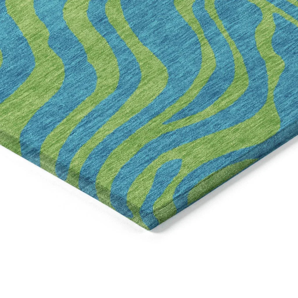 Fernelle Teal Washable Indoor-Outdoor Rug-Outdoor Rugs-LOOMLAN Rugs-LOOMLAN