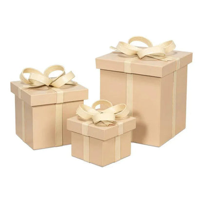 Ferrell Leather & Mdf Taupe Holiday Boxes Set of 3 - LOOMLAN - Sarreid - Boxes & Bowls