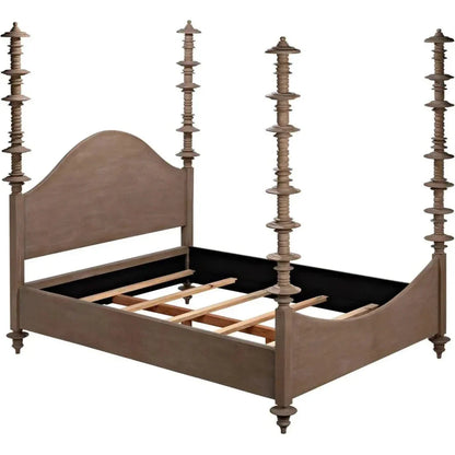 Ferrett Brown Wooden Bed Frame - LOOMLAN - Noir - Beds