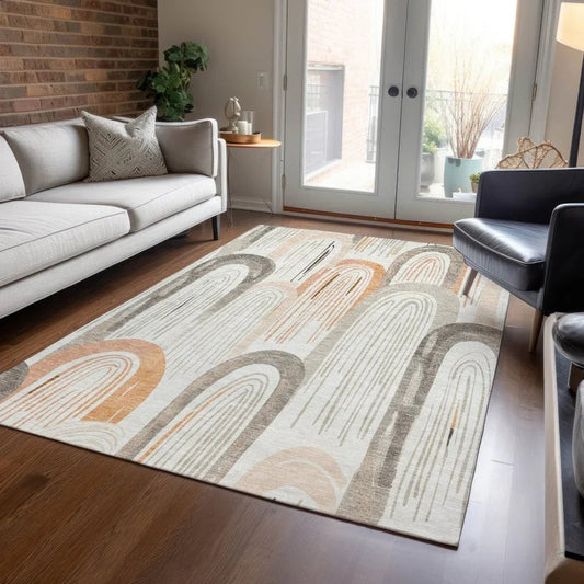 Feylinne Ivory Washable Indoor - Outdoor Rug - LOOMLAN - LOOMLAN Rugs - Outdoor Rugs