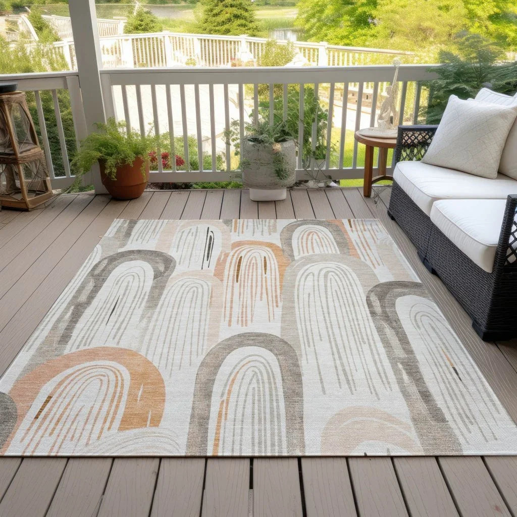 Feylinne Ivory Washable Indoor - Outdoor Rug - LOOMLAN - LOOMLAN Rugs - Outdoor Rugs