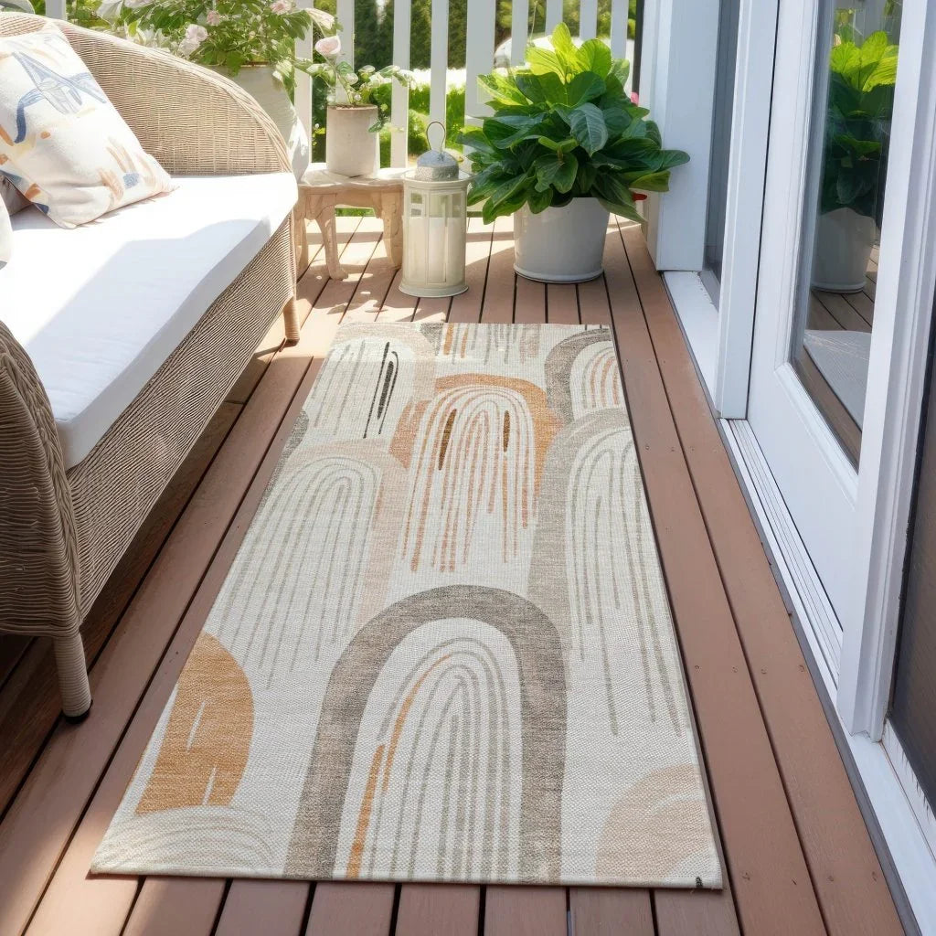 Feylinne Ivory Washable Indoor - Outdoor Rug - LOOMLAN - LOOMLAN Rugs - Outdoor Rugs