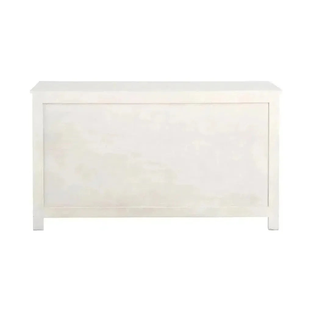 64" White Mandala 4 Door Credenza Boho Chic - LOOMLAN - LOOMLAN - Sideboards