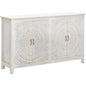 64" White Mandala 4 Door Credenza Boho Chic - LOOMLAN - LOOMLAN - Sideboards