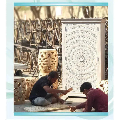 Feyloren White Coastal Tall Home Bar Cabinet-Home Bar Cabinets-LOOMLAN-LOOMLAN