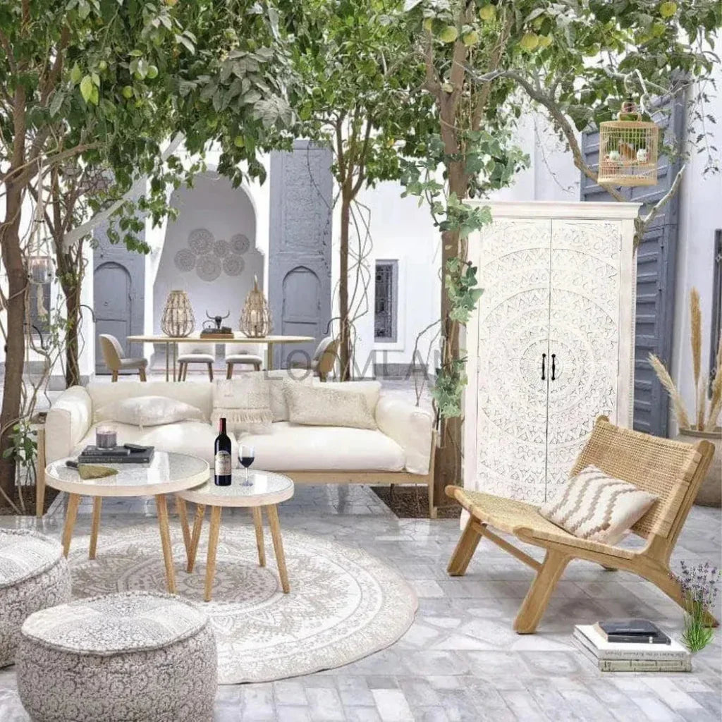 Feyloren White Coastal Tall Home Bar Cabinet-Home Bar Cabinets-LOOMLAN-LOOMLAN