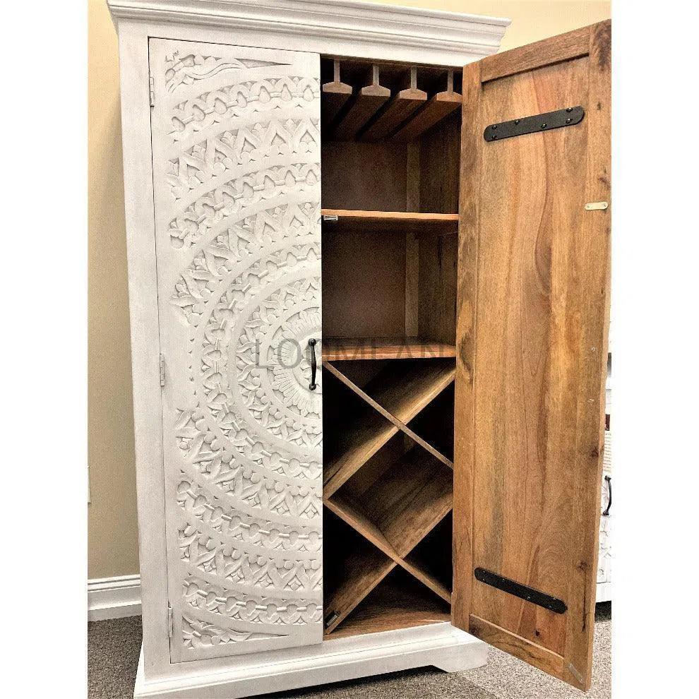 Feyloren White Coastal Tall Home Bar Cabinet-Home Bar Cabinets-LOOMLAN-LOOMLAN