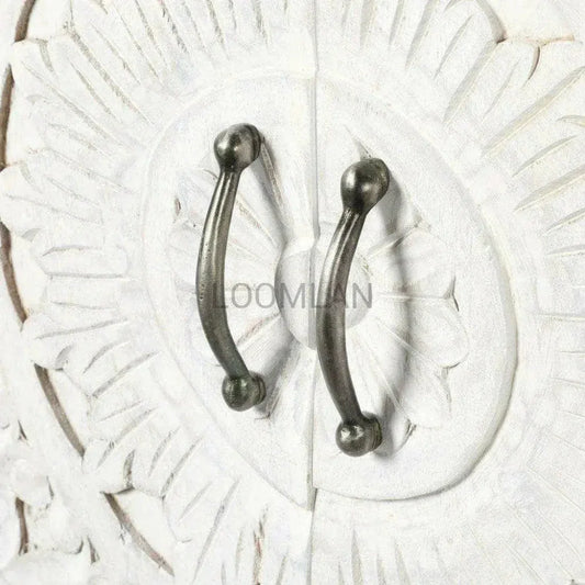 Boho White TV Stand with Sliding Doors - LOOMLAN - LOOMLAN - TV Stands & Media Centers