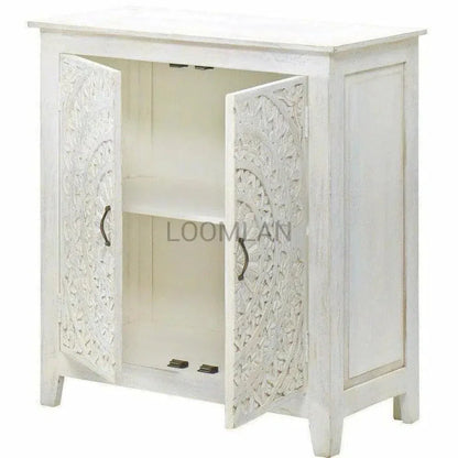 Whiteed Lace Mandala Accent Cabinet - LOOMLAN - LOOMLAN - Accent Cabinets