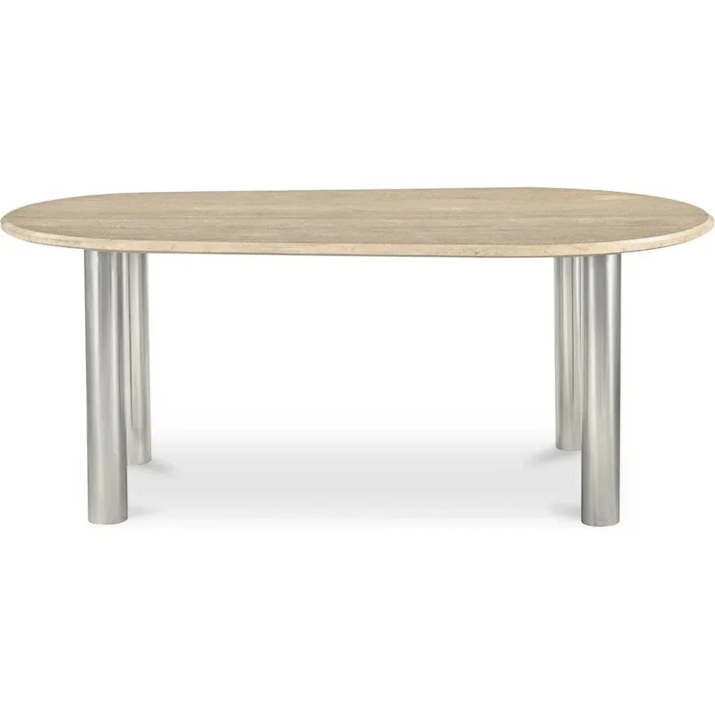 Fia Iron & Wood Beige Geometric Dining Table-Dining Tables-Moe's Home-LOOMLAN